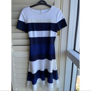 St. John Striped Luxe Sculpture Tim Dress